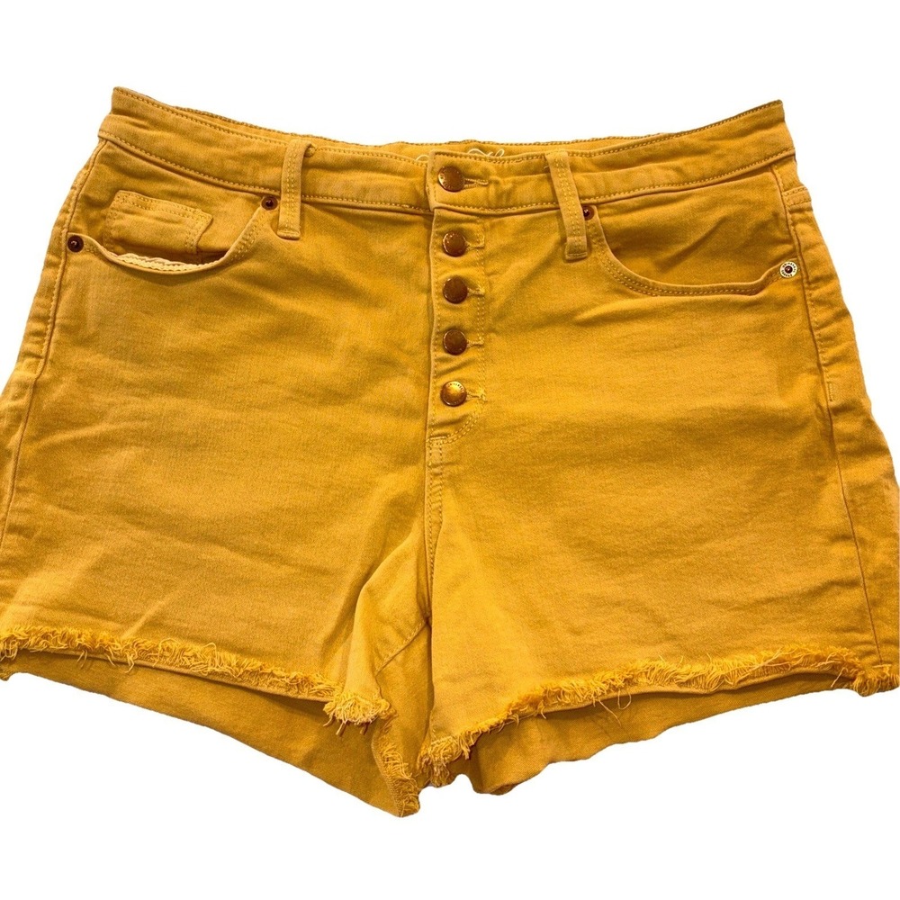 Universal Thread Mustard Yellow Jean Shorts Women's Size 12 Button Fly Cut Offs